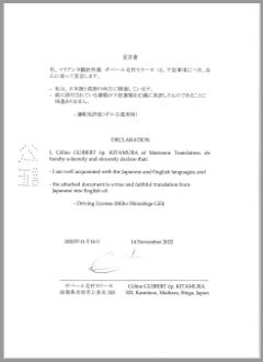 Tanslator's certificate (declaration)